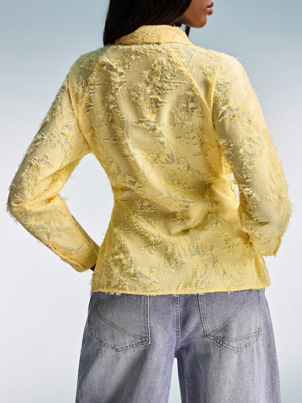 Yellow Casual Women's Polo Collar Tie-Waist Slim Long Sleeve Shirt - Picture 2 of 7